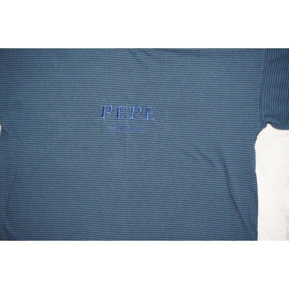 Vintage Pepe Jeanswear Striped Mock Neck T-Shirt - Made in USA - Size Medium - Picture 2 of 9